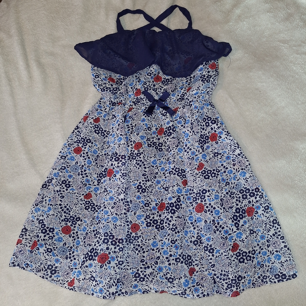 Floral Navy and Red Kids Dress